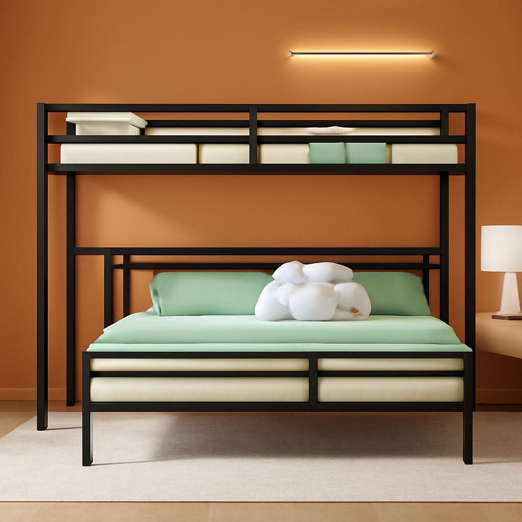 Metal Loft Bed Twin Over Full With Desk And Storage
