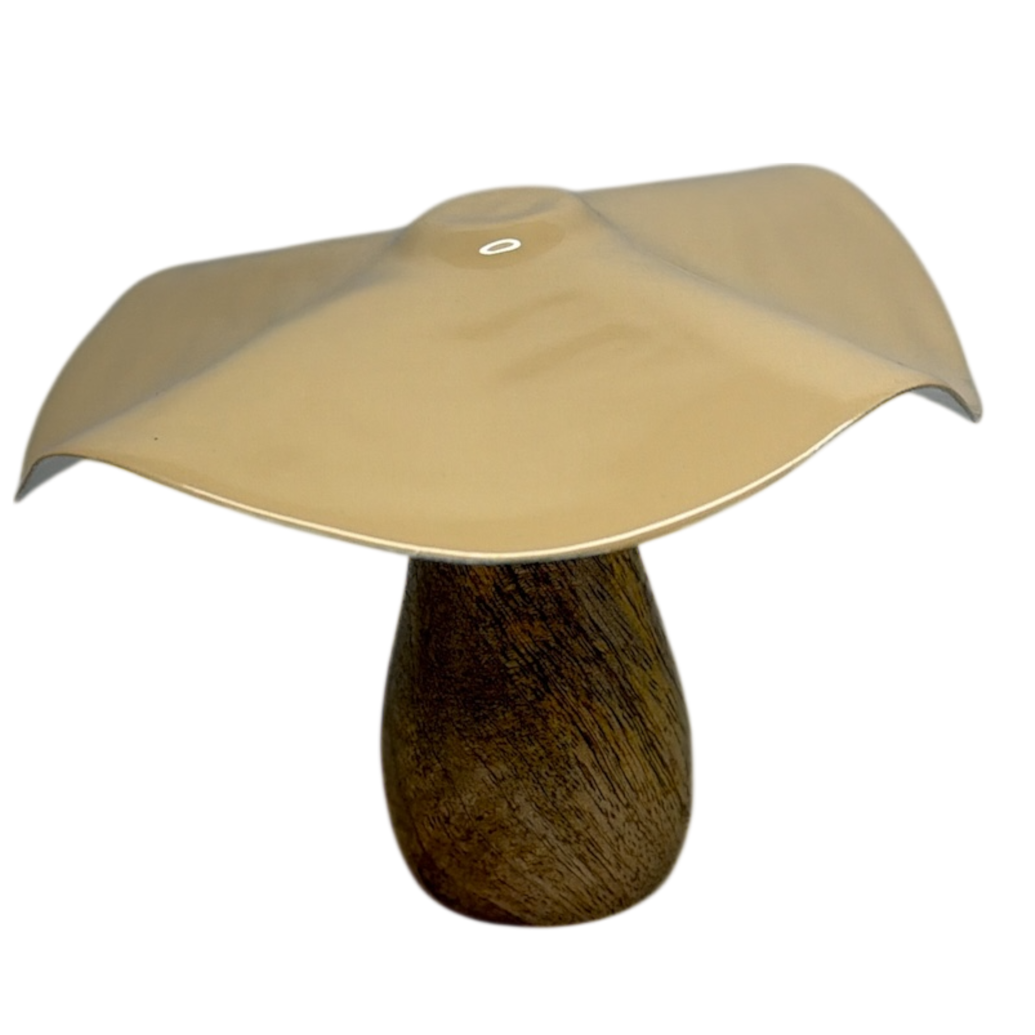 Metal and Mango Wood Mushroom - Beige