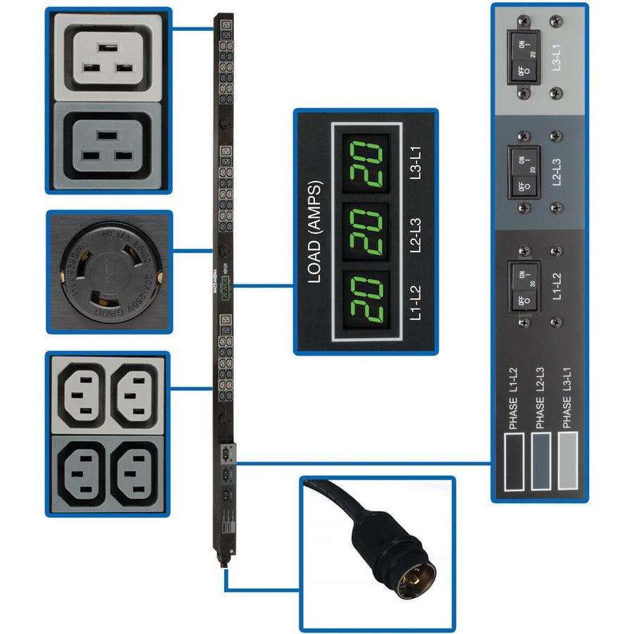 Metered Power Distribution Unit - 3-Phase 14.4kW PDU for Data Center | Tripp Lite PDU3MV6H50A