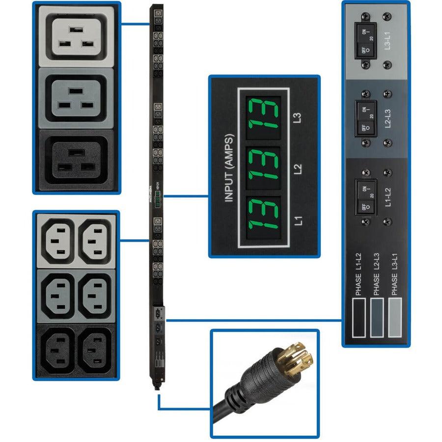 Metered Power Distribution Unit - 3-Phase 8.6kW TAA Compliant PDU | Tripp Lite PDU3MV6L2130A