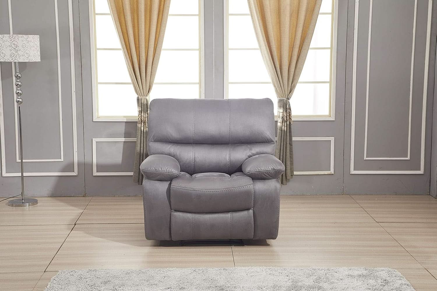 Microfiber Reclining Sofa Set Grey Living Room 8007