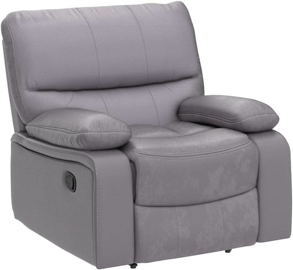 Microfiber Reclining Sofa Set Grey Living Room 8007