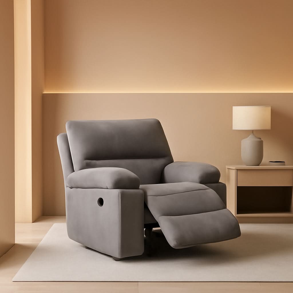 Microfiber Reclining Sofa Set Grey Living Room 8007