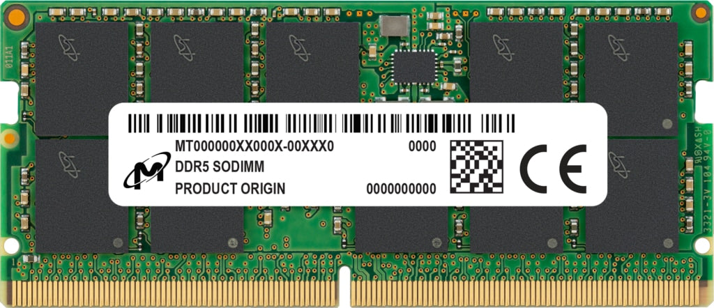 Micron 32GB DDR5 ECC SODIMM 4800MT/s Reliable Laptop Memory