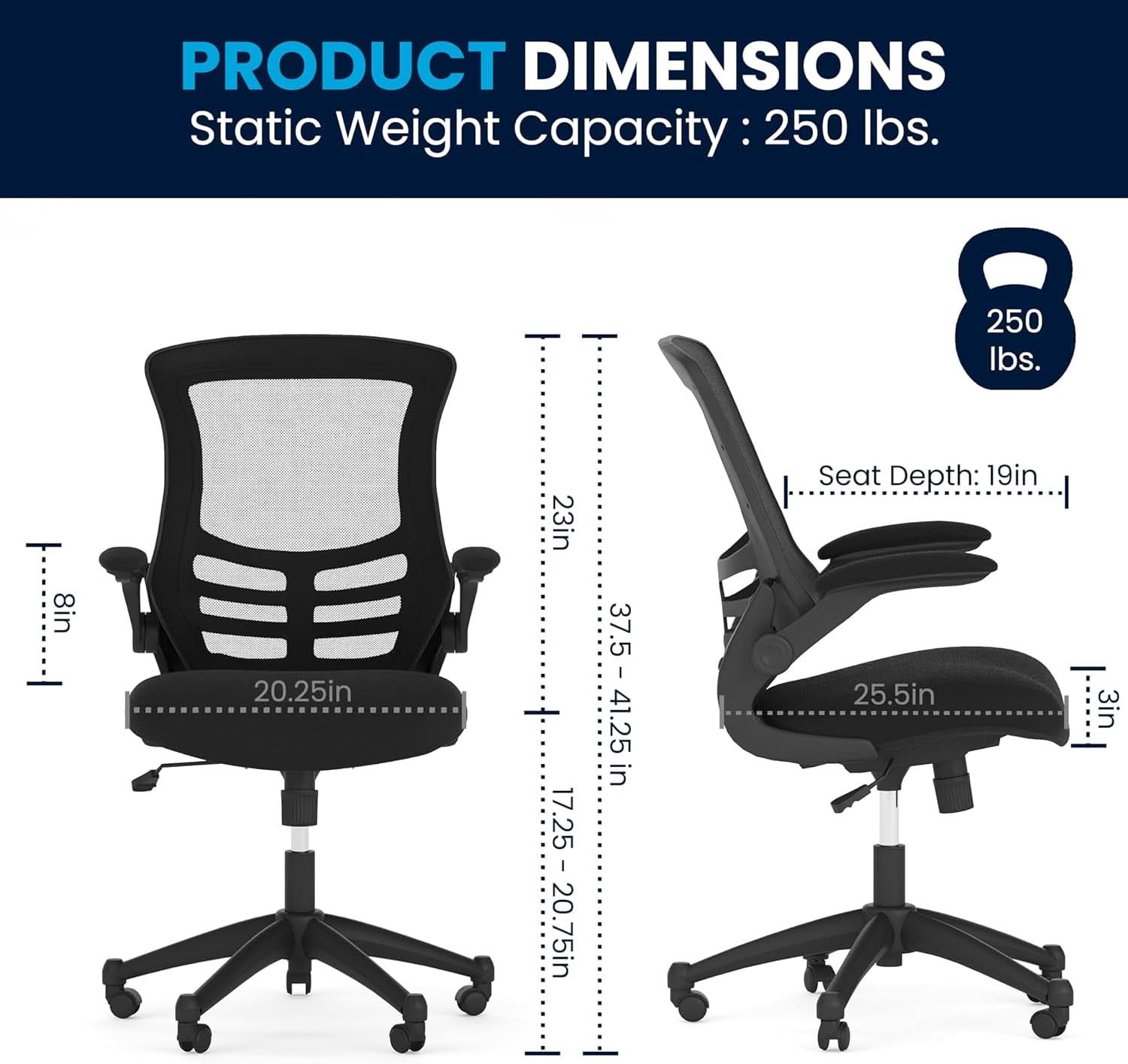 Mid Back Ergonomic Office Chair With Adjustable Height