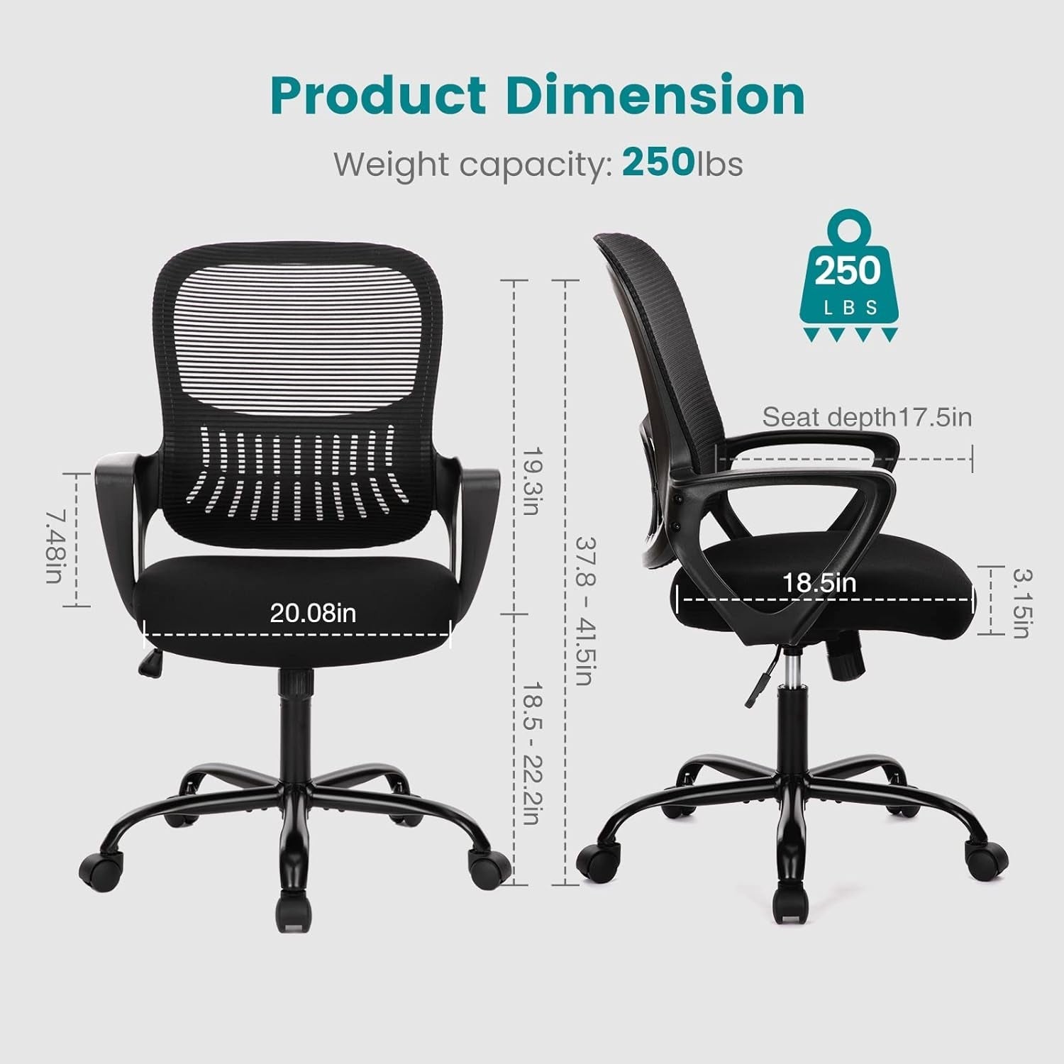 Mid Back Ergonomic Office Chair With Lumbar Support