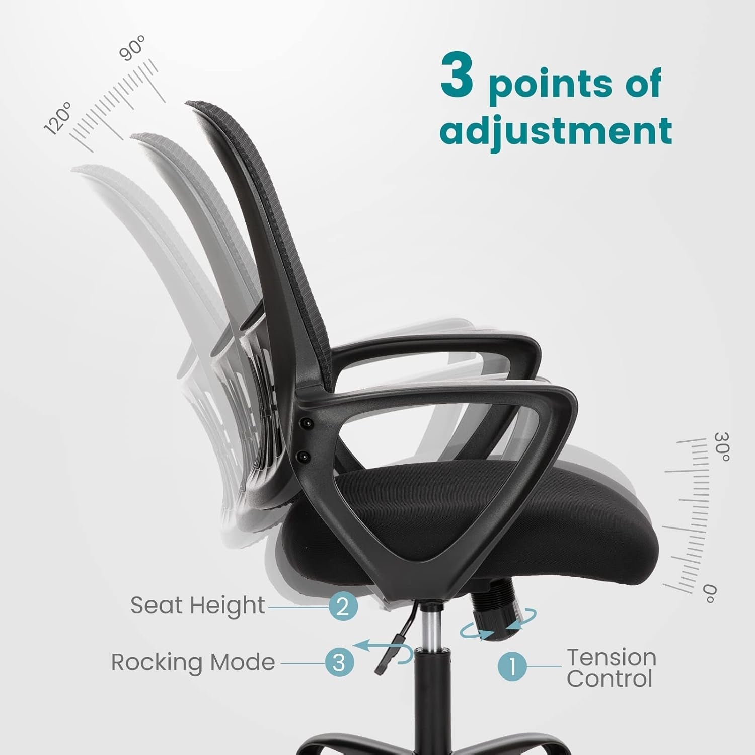 Mid Back Ergonomic Office Chair With Lumbar Support