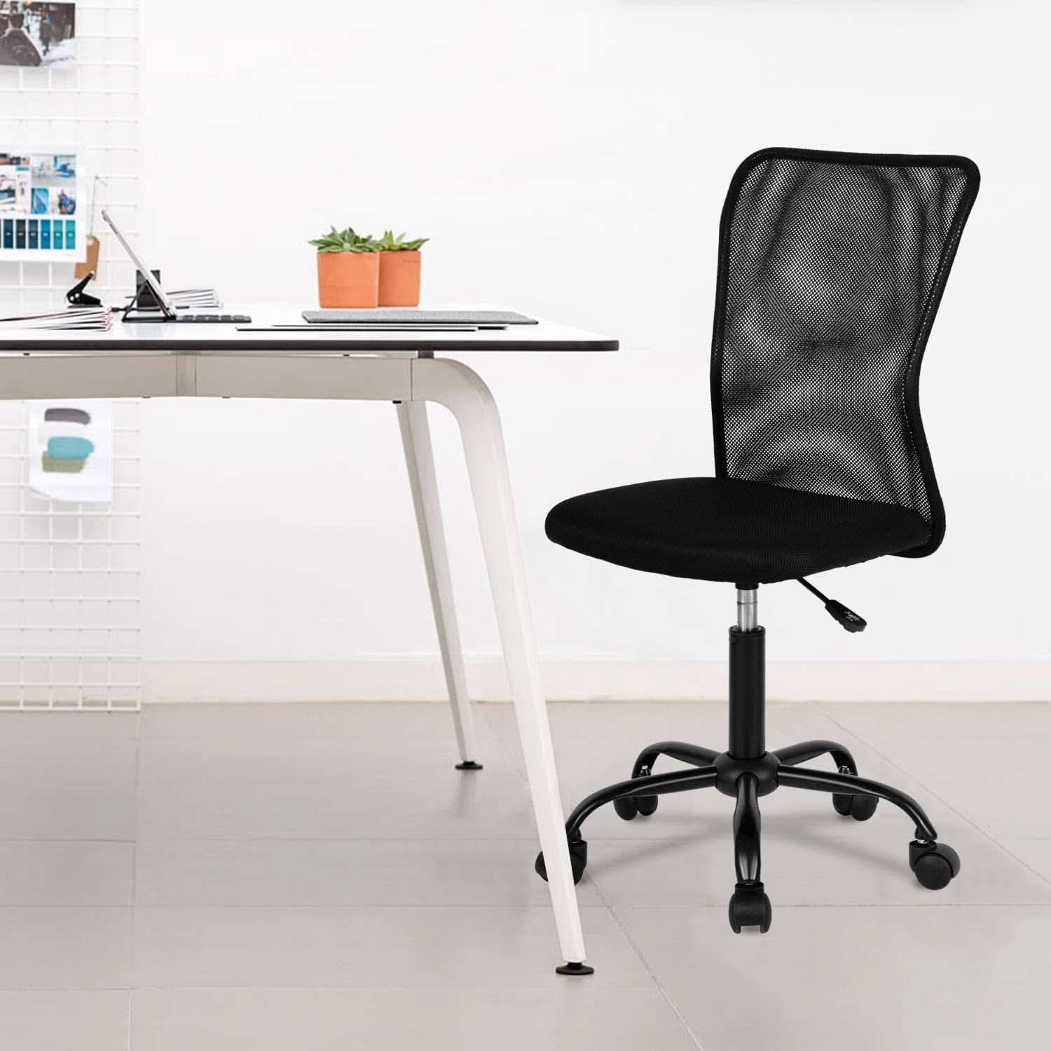 Mid Back Mesh Office Chair With Lumbar Support Black