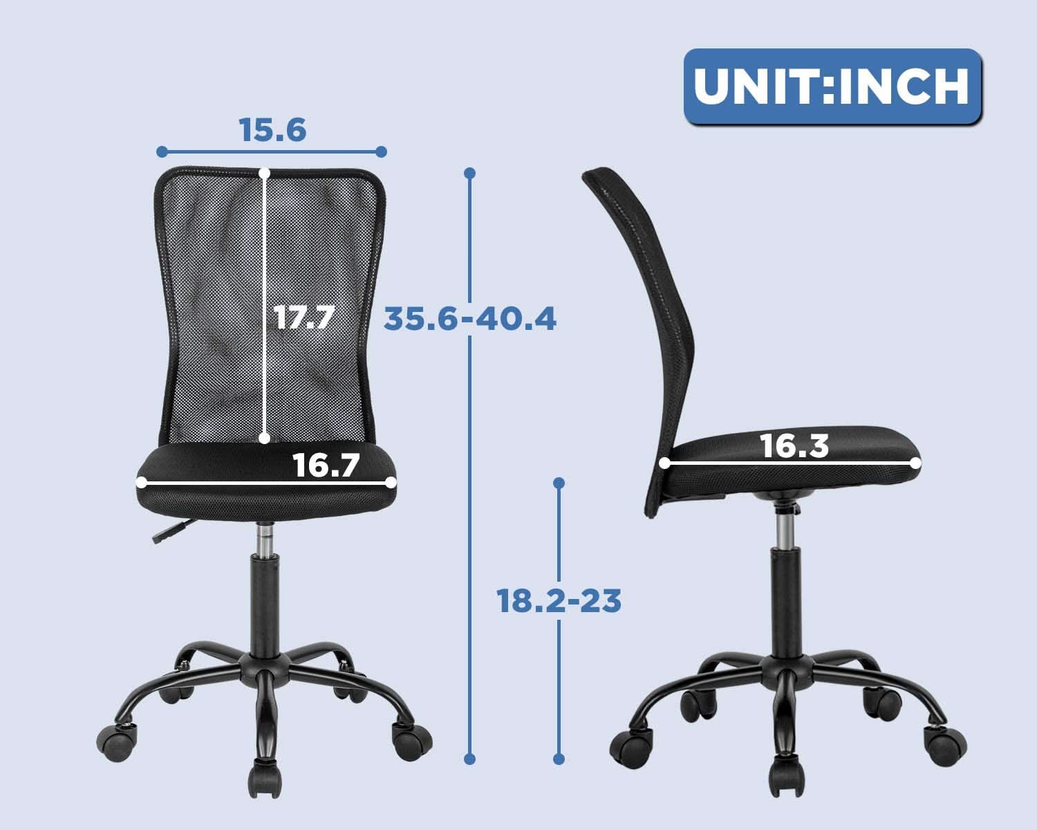 Mid Back Mesh Office Chair With Lumbar Support Black