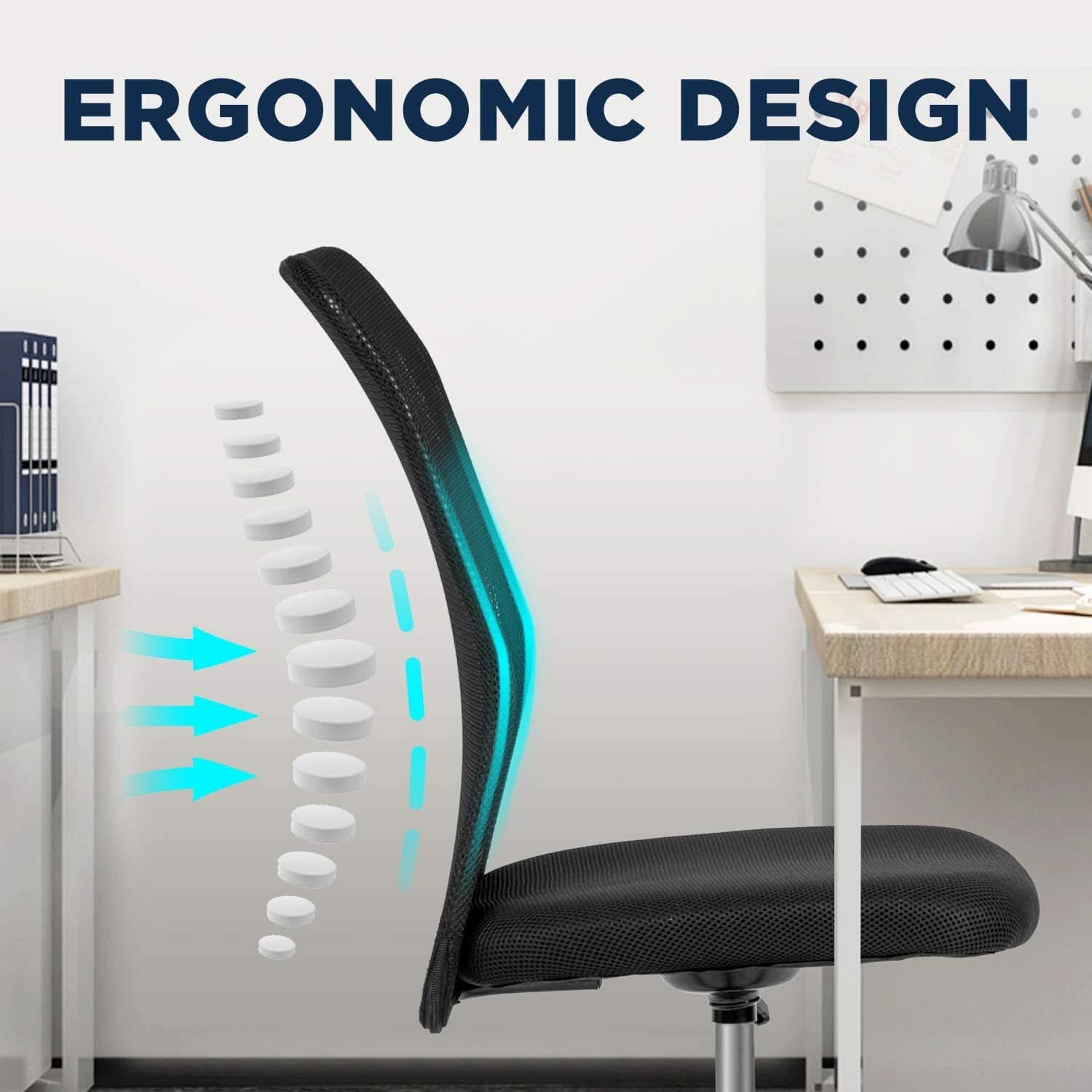 Mid Back Mesh Office Chair With Lumbar Support Black