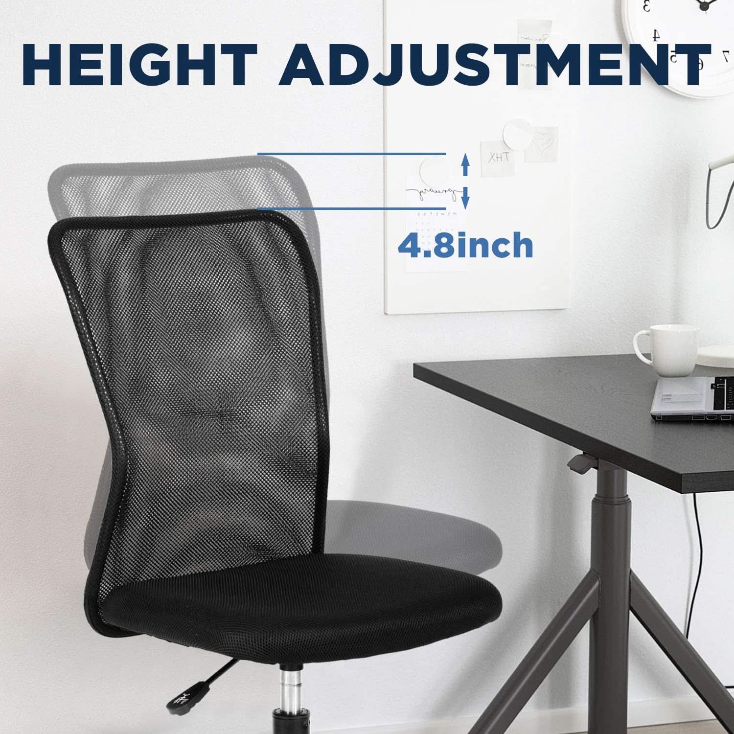 Mid Back Mesh Office Chair With Lumbar Support Black
