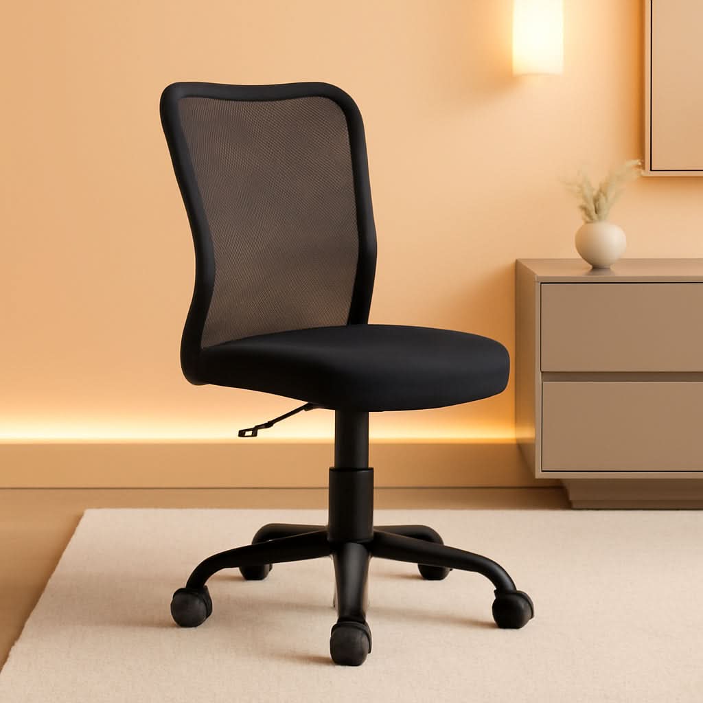 Mid Back Mesh Office Chair With Lumbar Support Black