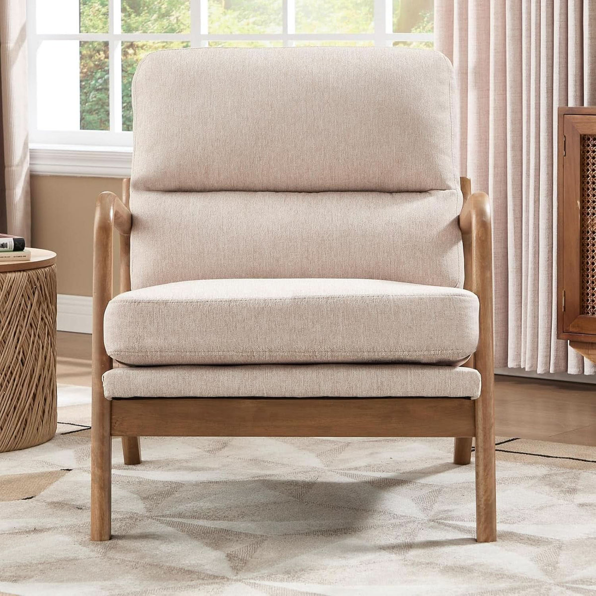 Mid Century Armchair With Premium Velvet Upholstery