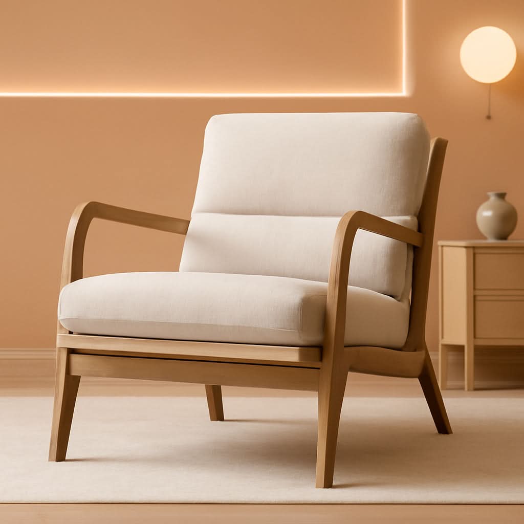 Mid Century Armchair With Premium Velvet Upholstery