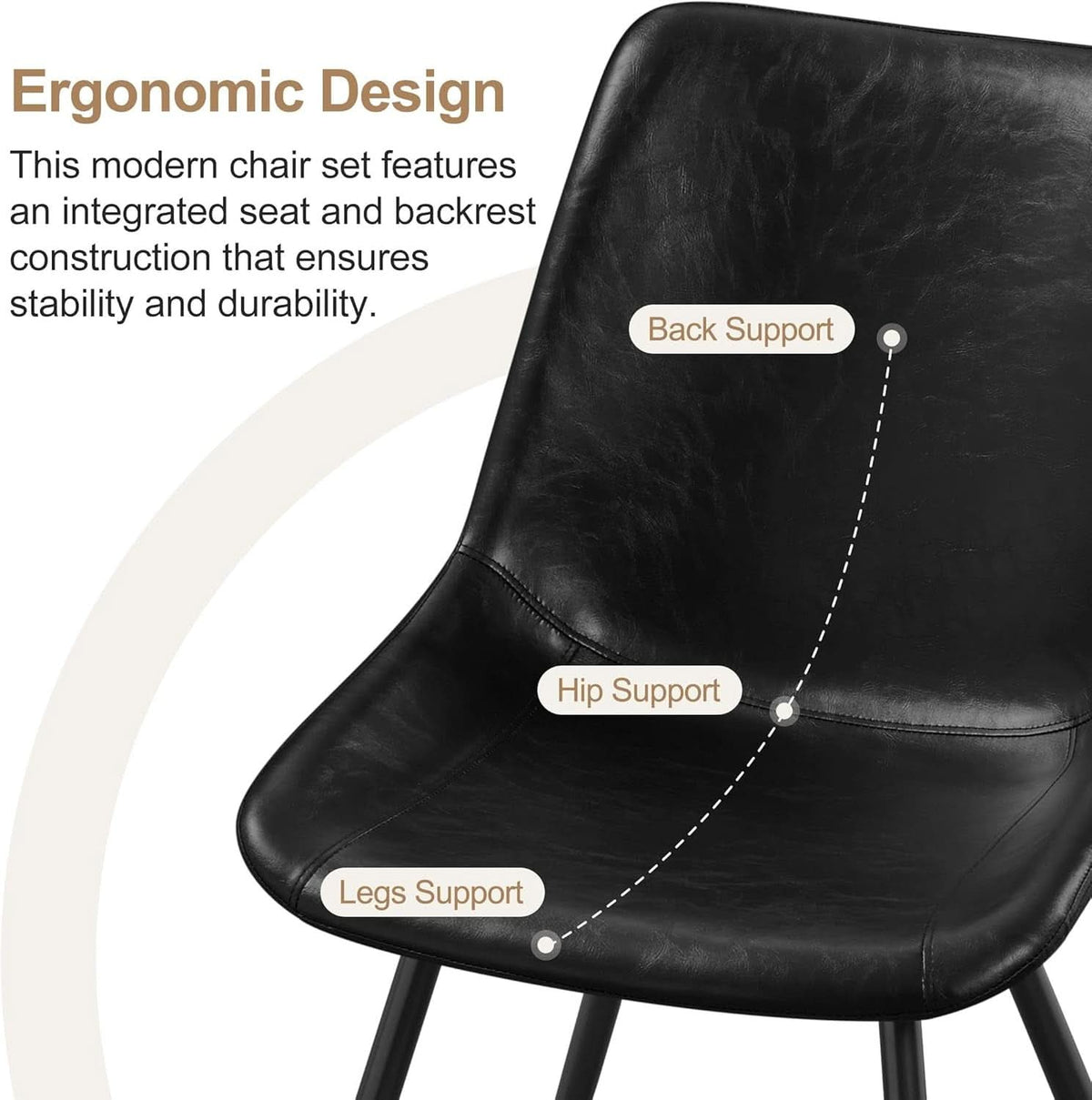 Mid Century Black Faux Leather Dining Chairs Set Of 2
