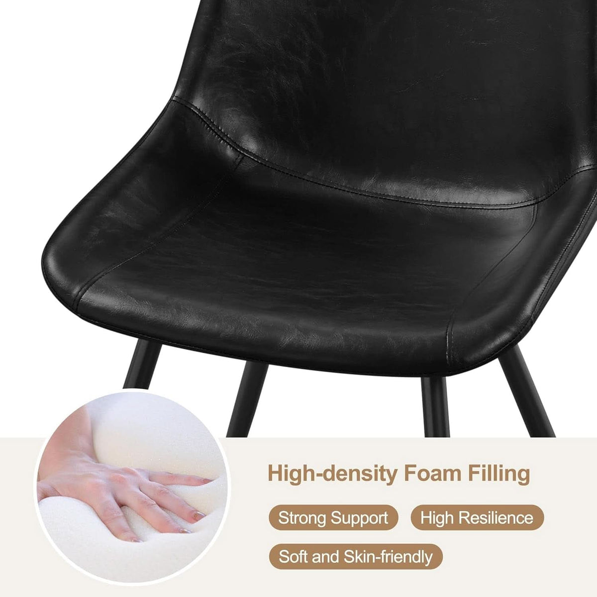 Mid Century Black Faux Leather Dining Chairs Set Of 2