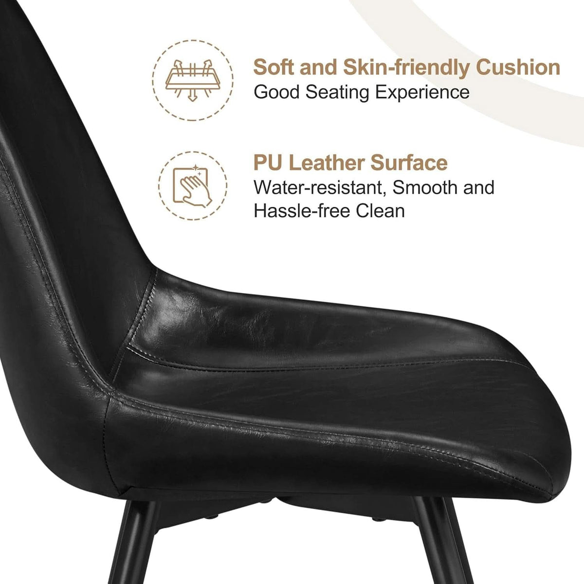 Mid Century Black Faux Leather Dining Chairs Set Of 2