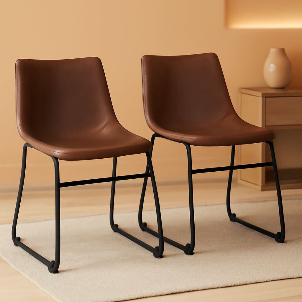 Mid Century Centiar 18.75 Inch Dining Bucket Chairs Set Of 2 Black And Brown