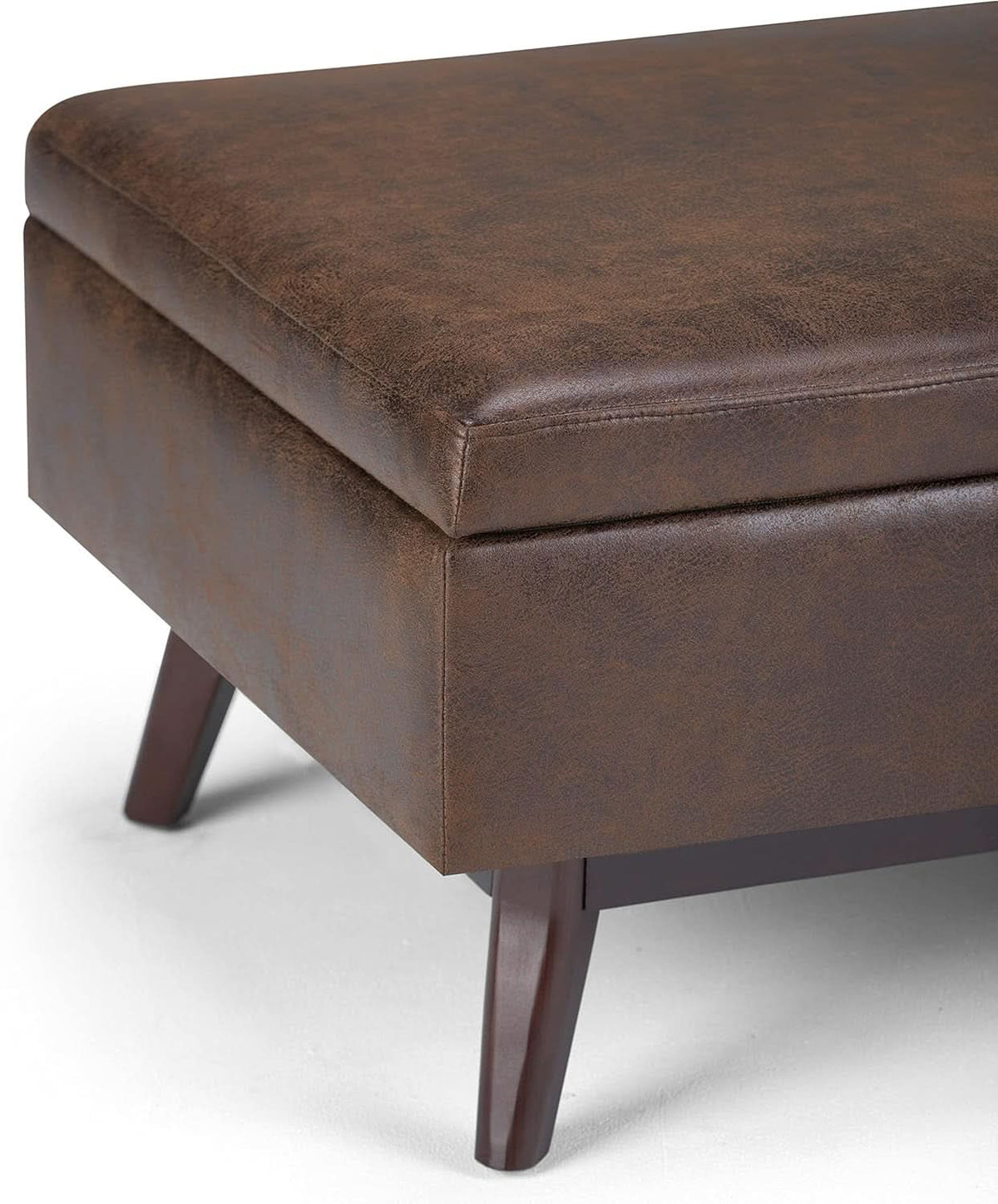 Mid Century Distressed Chestnut Lift Top Coffee Table Ottoman