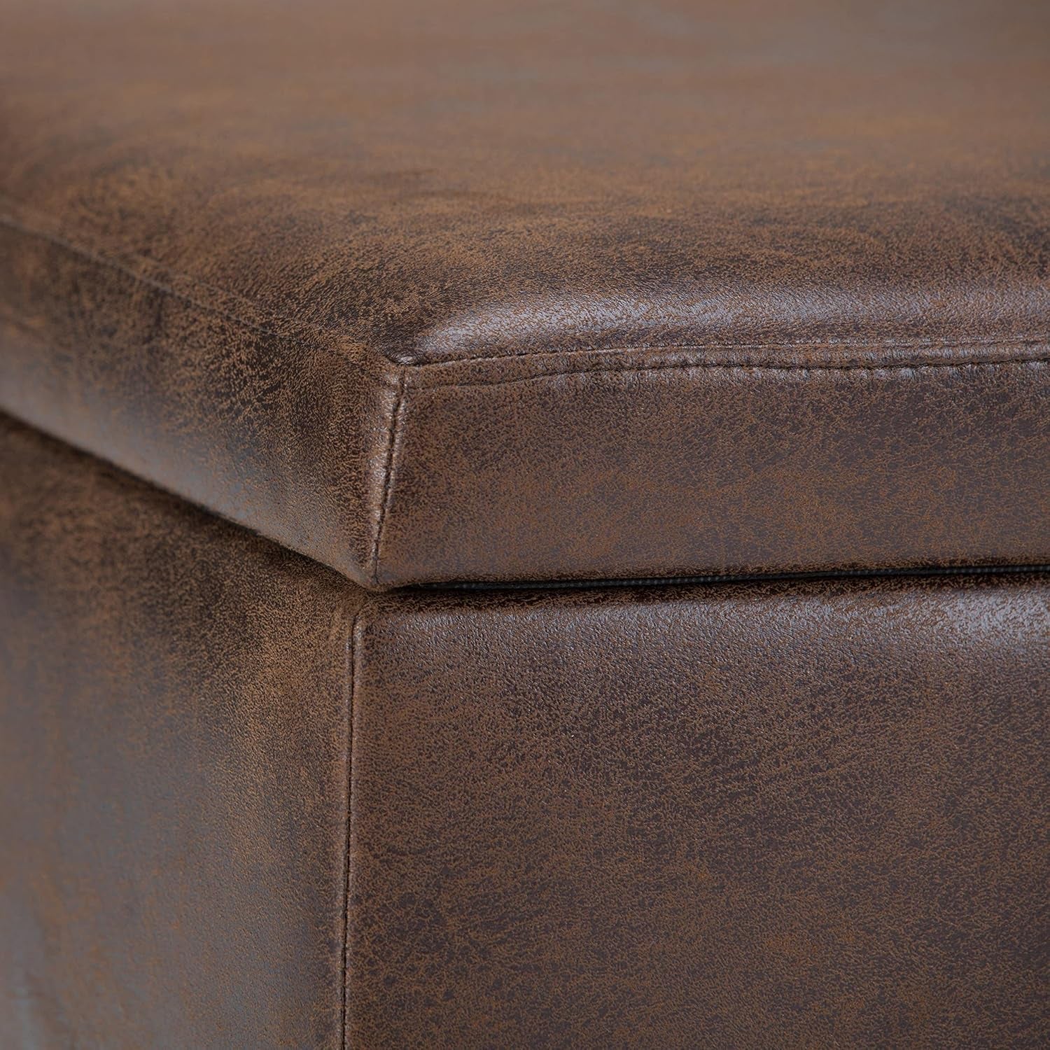 Mid Century Distressed Chestnut Lift Top Coffee Table Ottoman