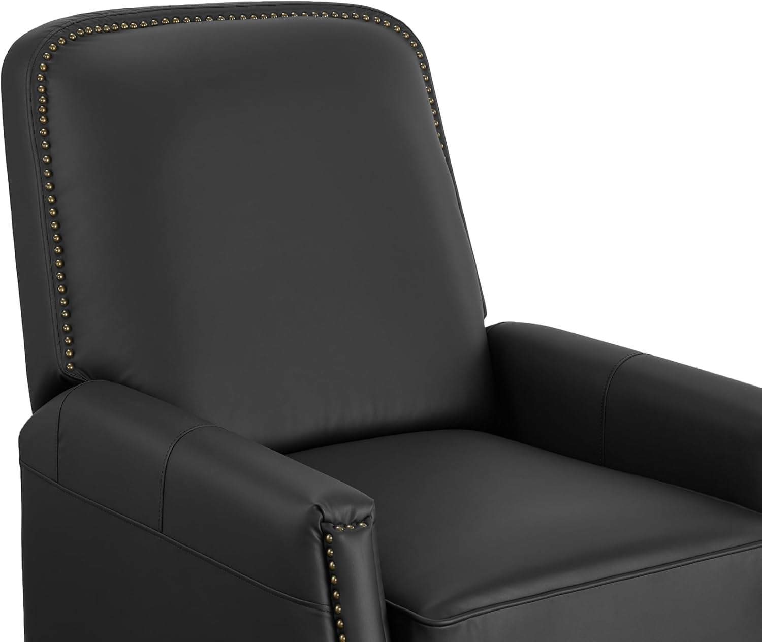 Mid Century Faux Leather Pushback Recliner Brass Trim