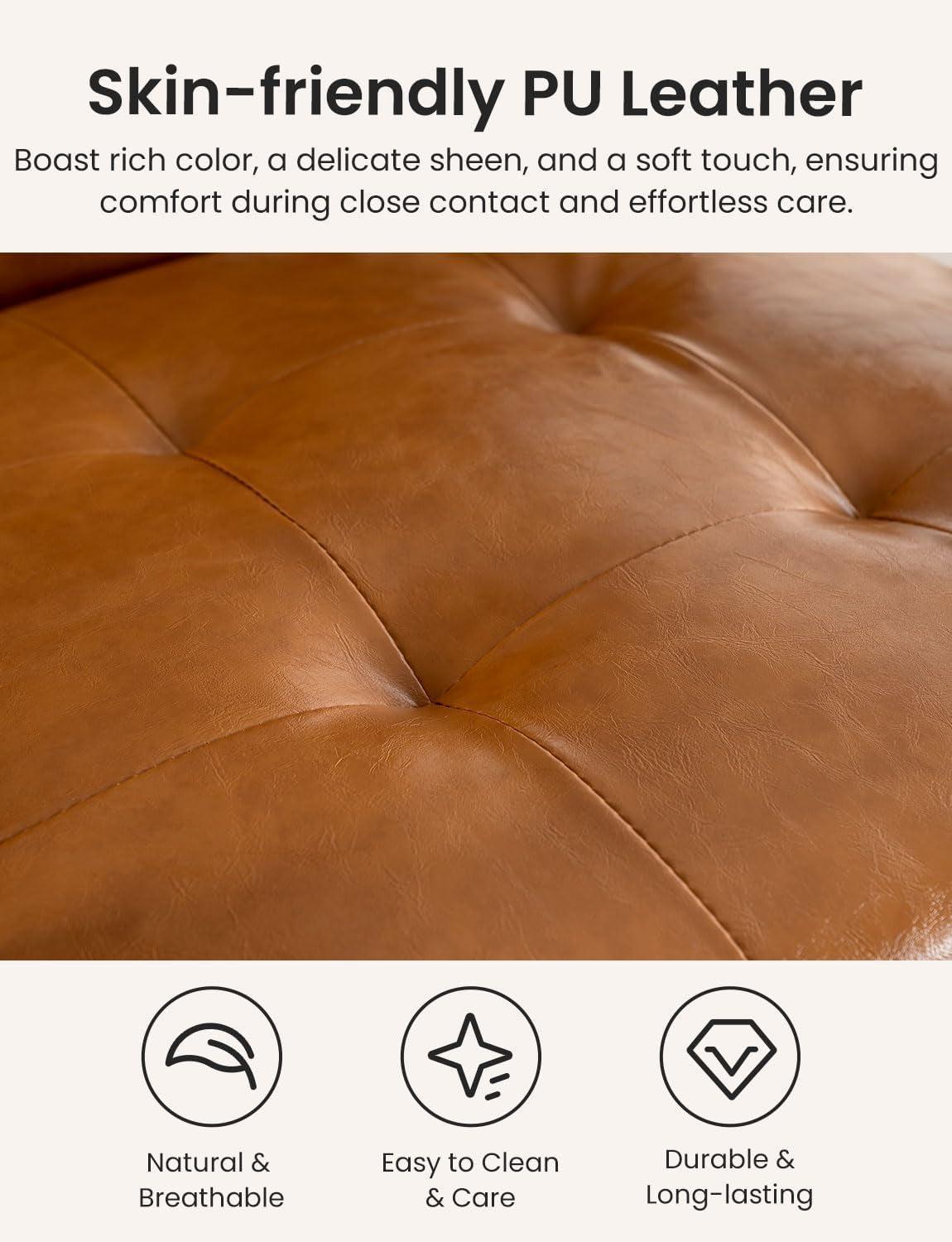 Mid Century Leather Accent Chair With Wooden Arms Brown