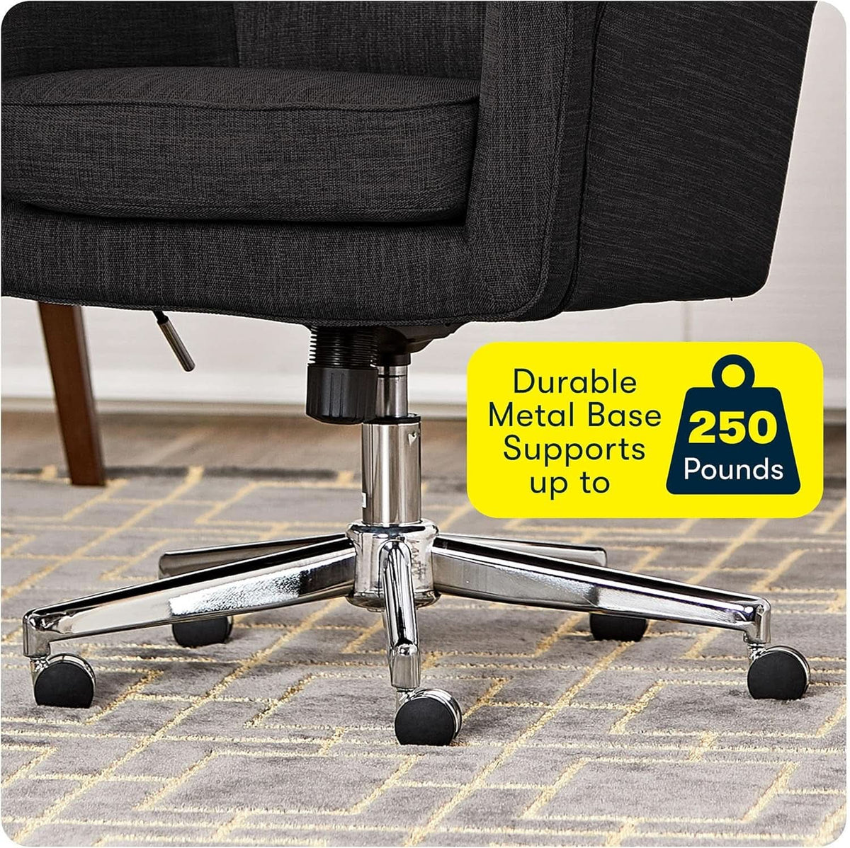 Mid Century Memory Foam Office Chair In Charcoal Gray