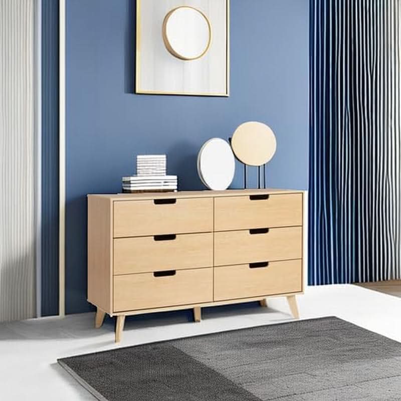 Mid-Century Modern 6-Drawer Dresser, 52 Inch Width
