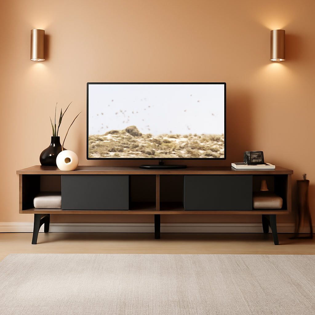 Mid Century Modern 70 Inch TV Stand With Storage Drawers