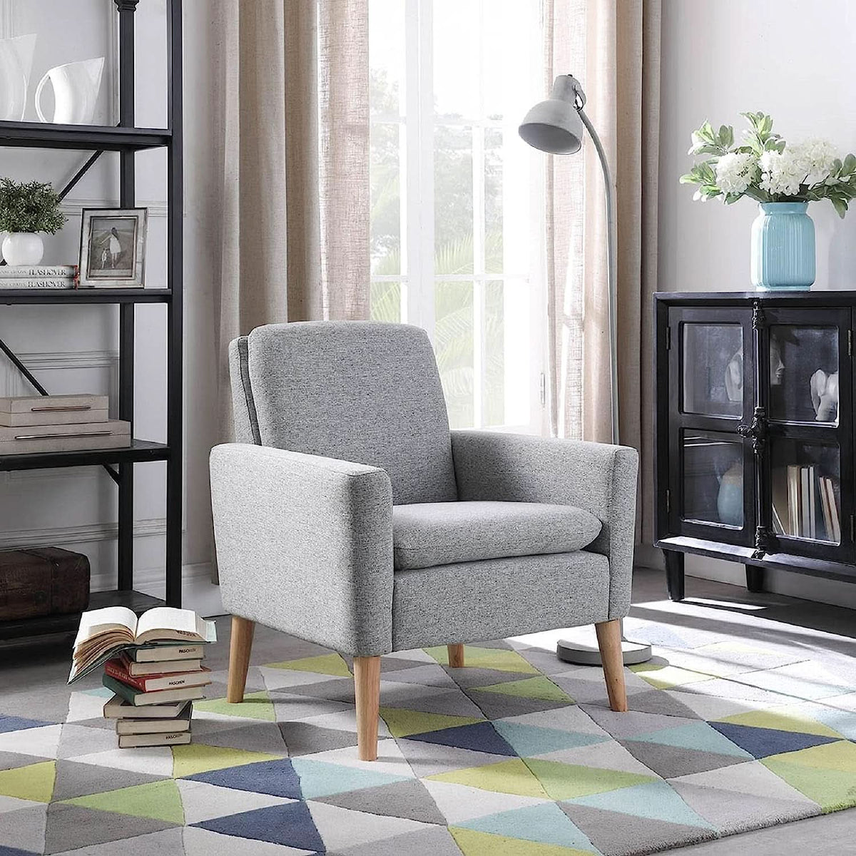 Mid Century Modern Armchair With Padded Seat Cushion