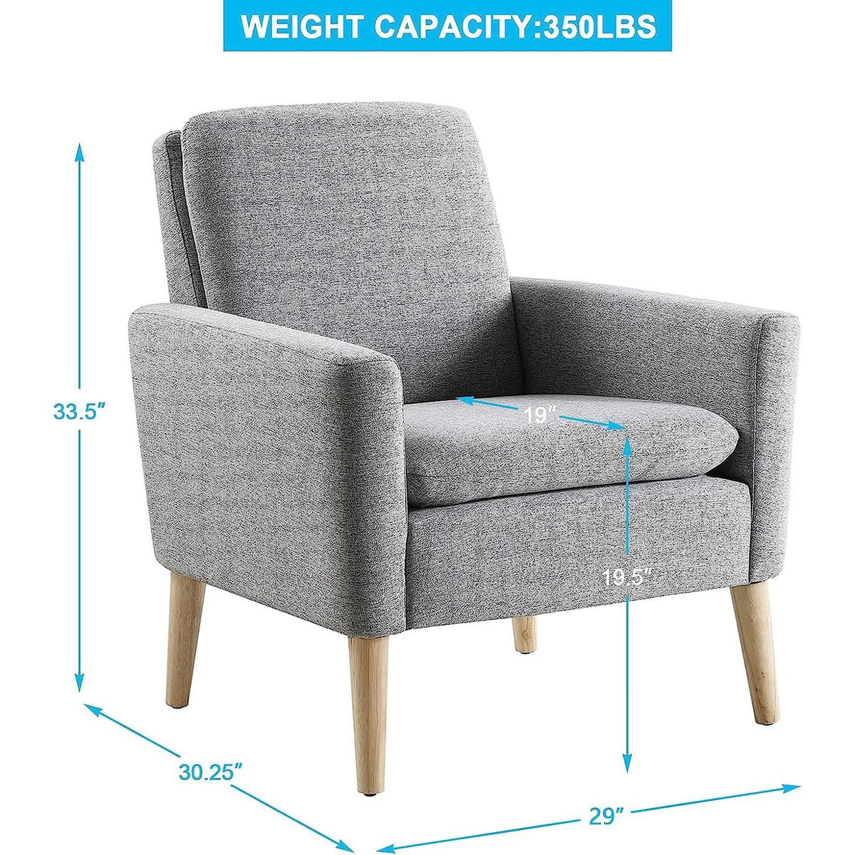 Mid Century Modern Armchair With Padded Seat Cushion