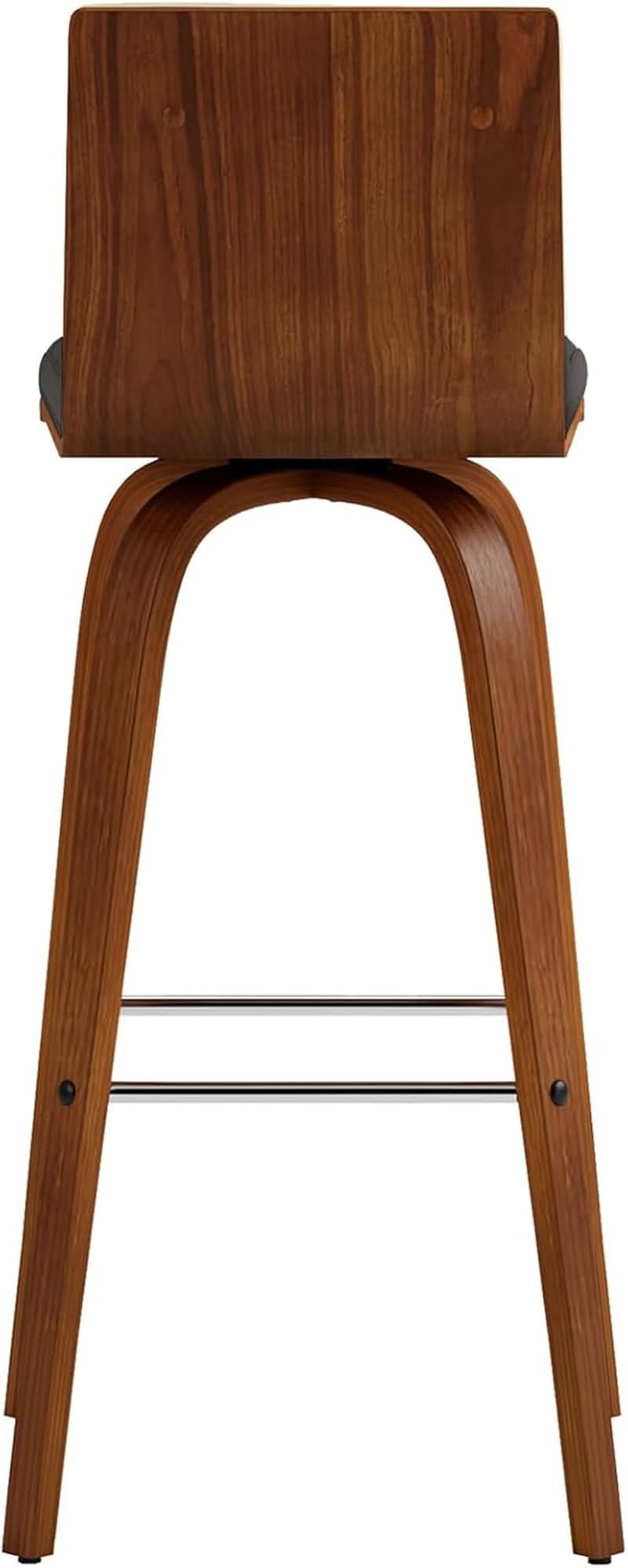 Mid-Century Modern Barstool Grey Faux Leather Wood Finish