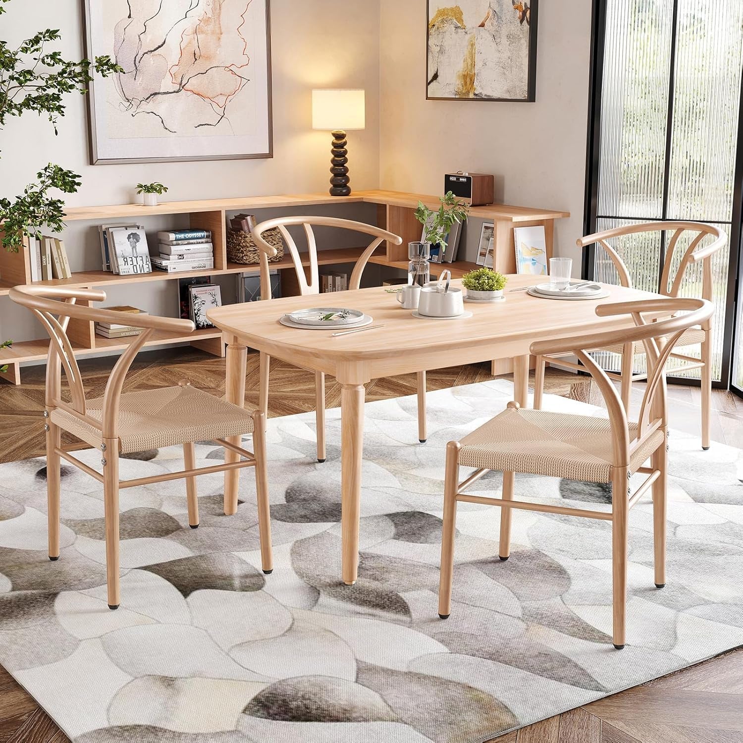 Mid Century Modern Metal Wishbone Dining Chairs Set of 2