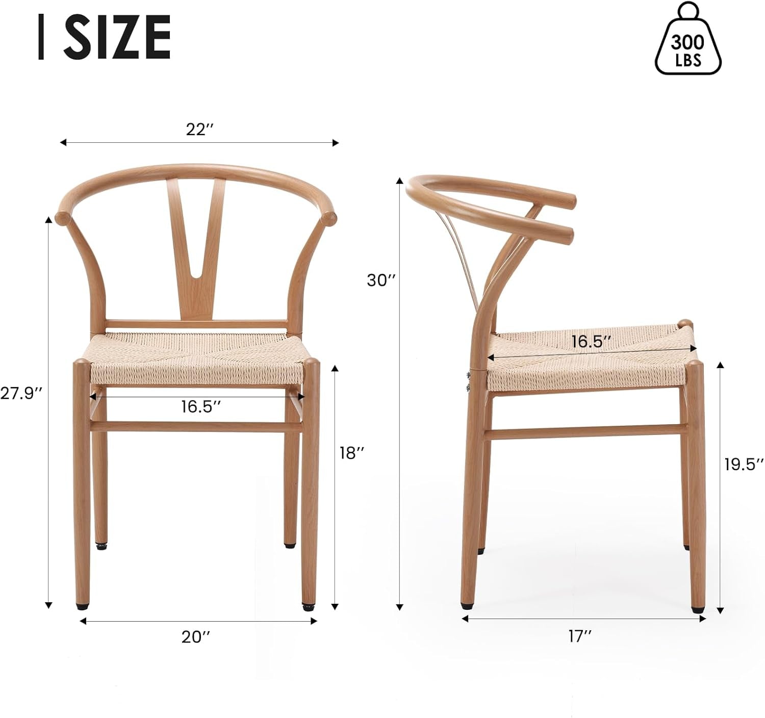 Mid Century Modern Metal Wishbone Dining Chairs Set of 2