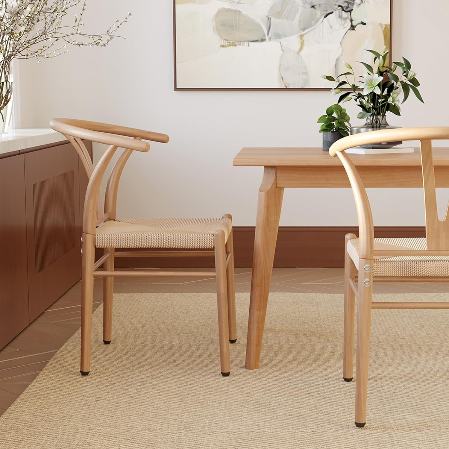 Mid Century Modern Metal Wishbone Dining Chairs Set of 2