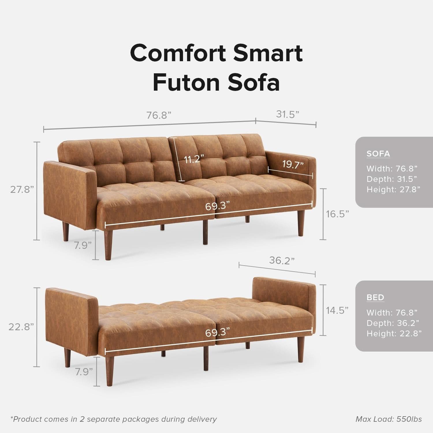 Mid Century Modern Multi Functional Sofa Bed Futon