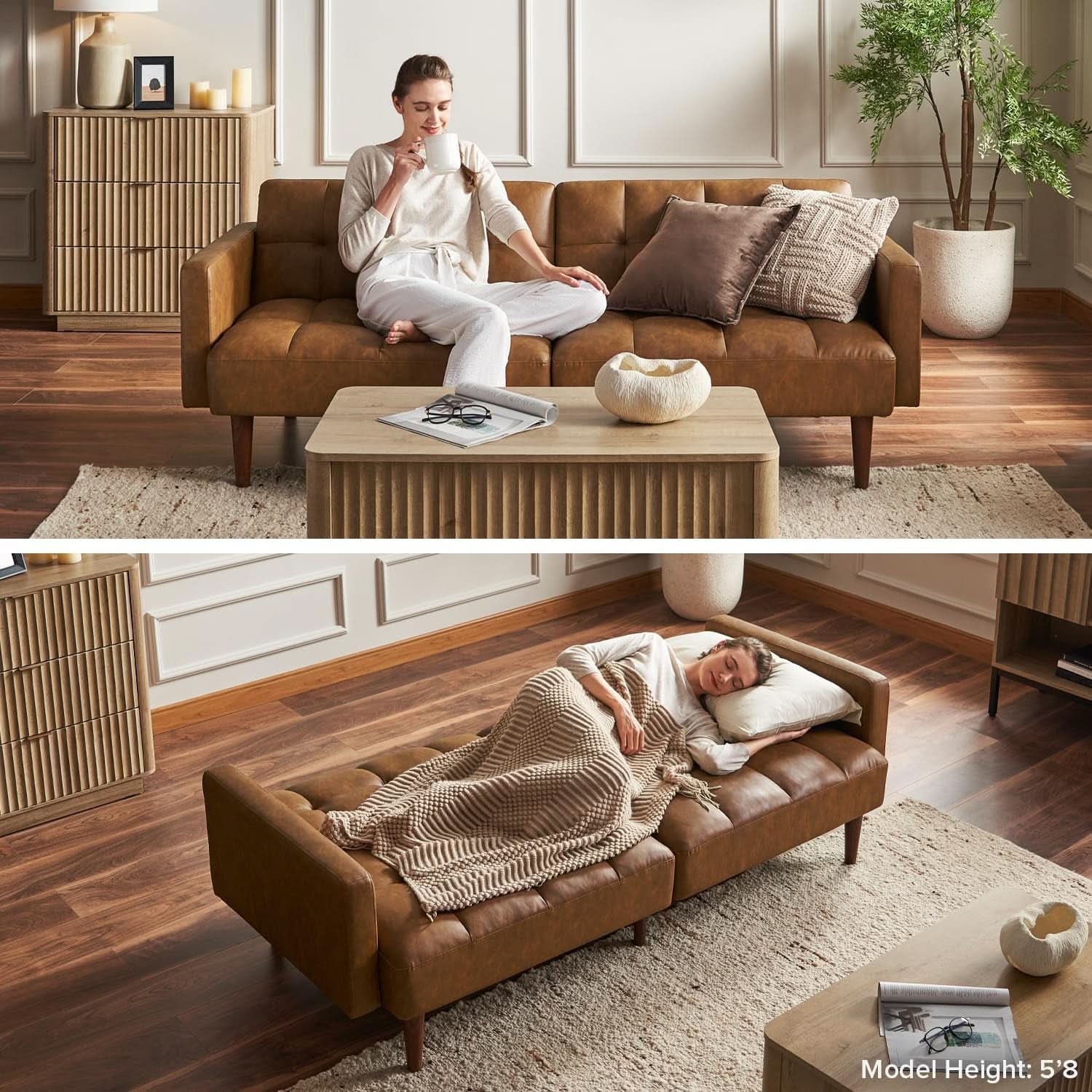 Mid Century Modern Multi Functional Sofa Bed Futon