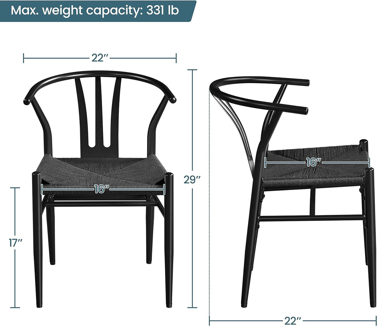 Mid Century Modern Rattan Dining Chair Set Of 2 Black
