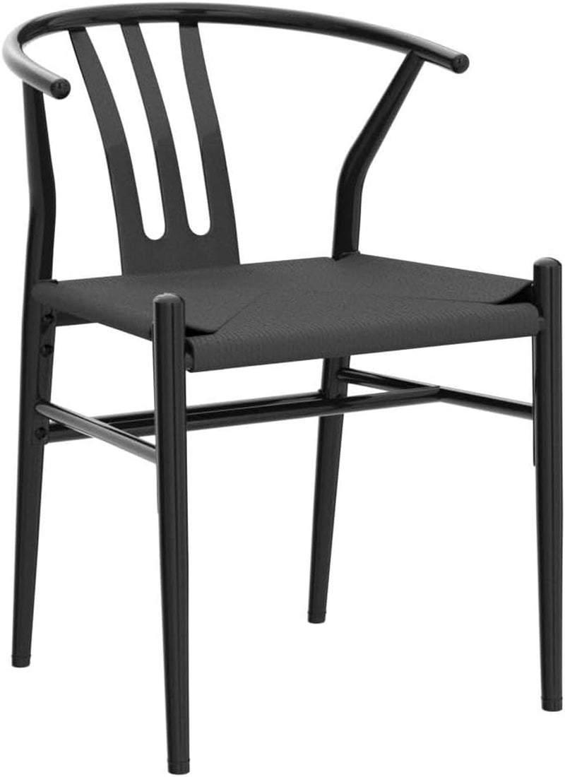 Mid Century Modern Rattan Dining Chair Set Of 2 Black