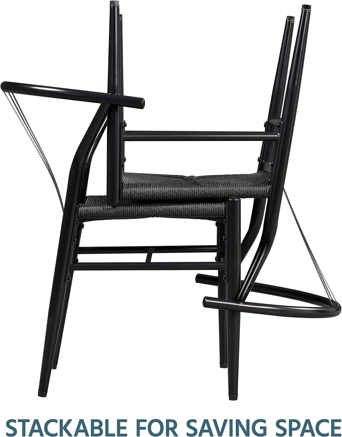 Mid Century Modern Rattan Dining Chair Set Of 2 Black