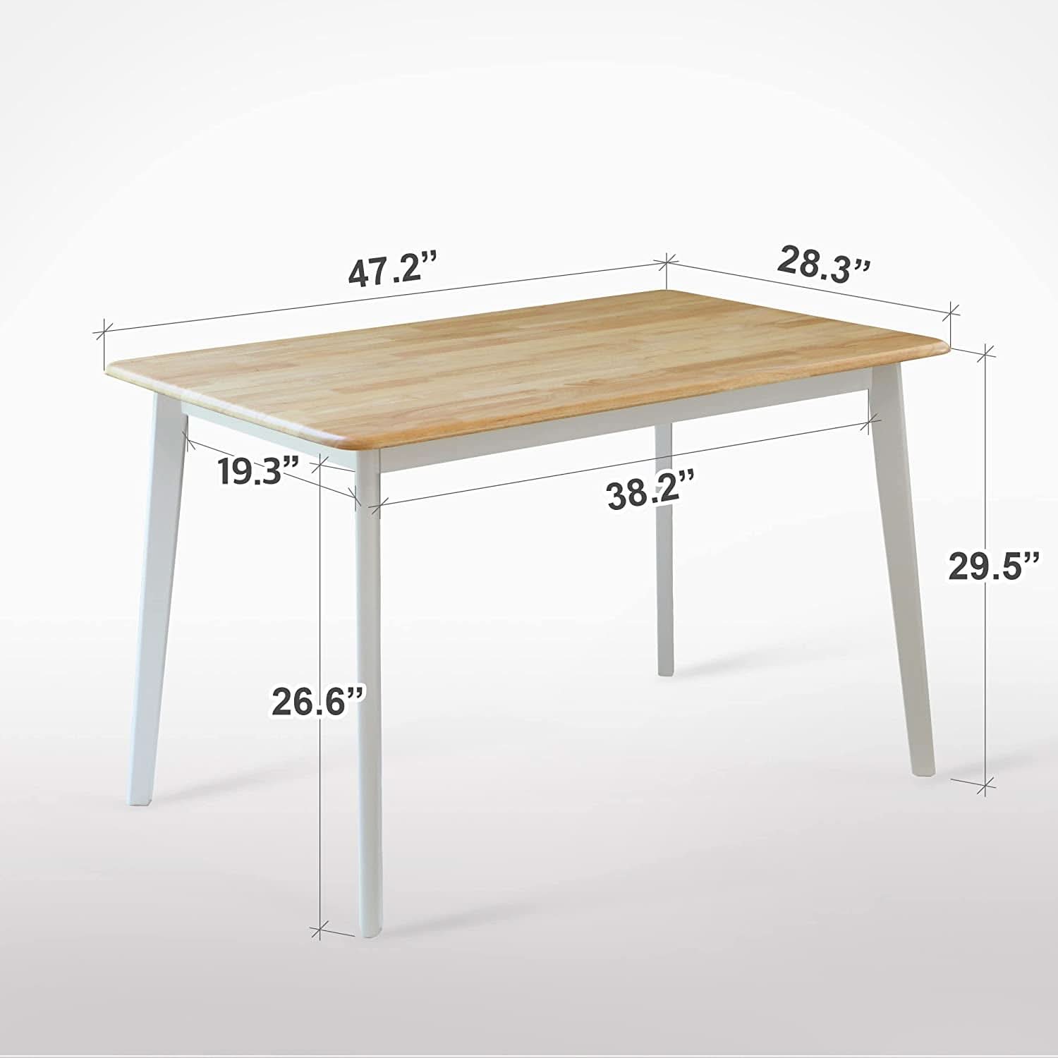 Mid Century Modern Solid Wood Rectangular Dining Table