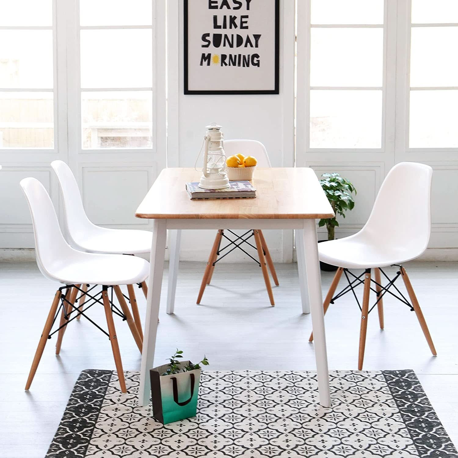 Mid Century Modern Solid Wood Rectangular Dining Table