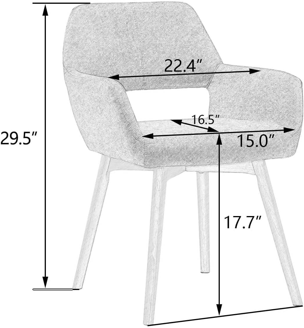 Mid Century Modern Upholstered Accent Chair Gray No Wheels
