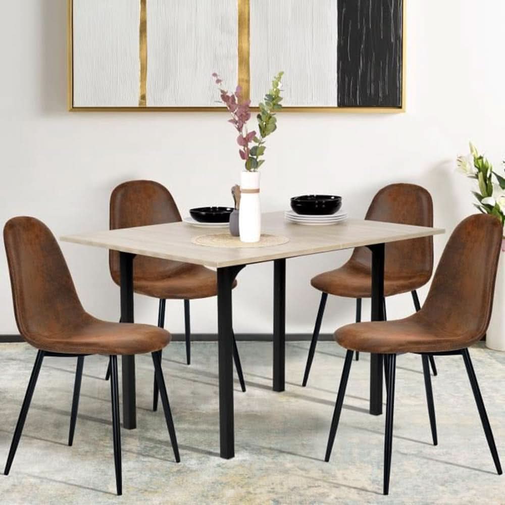 Mid Century Modern Upholstered Dining Chairs, Brown