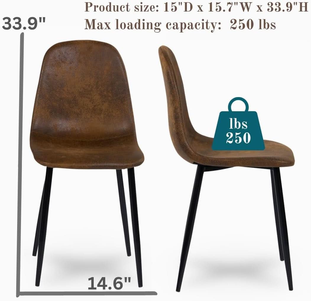 Mid Century Modern Upholstered Dining Chairs, Brown