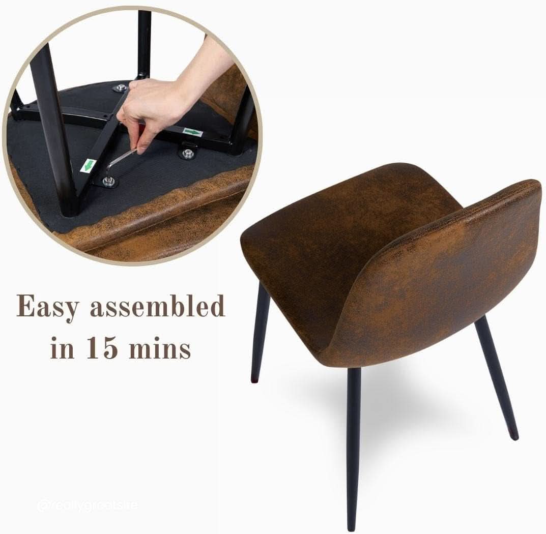 Mid Century Modern Upholstered Dining Chairs, Brown
