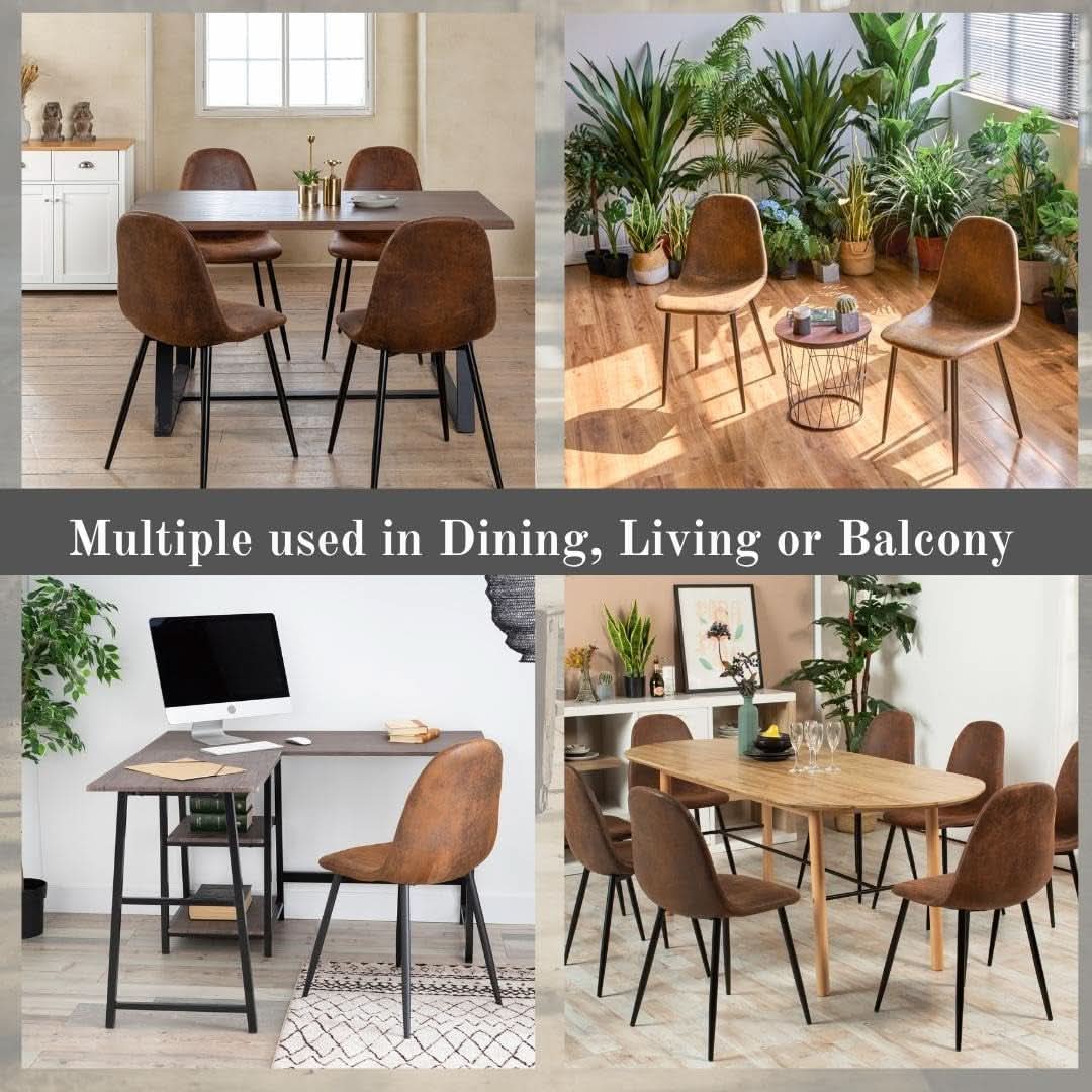 Mid Century Modern Upholstered Dining Chairs, Brown
