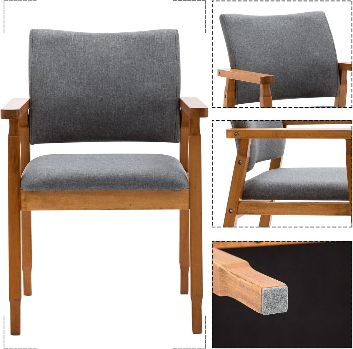 Mid Century Modern Walnut Dining Chairs Set Of 2 Wood Arms