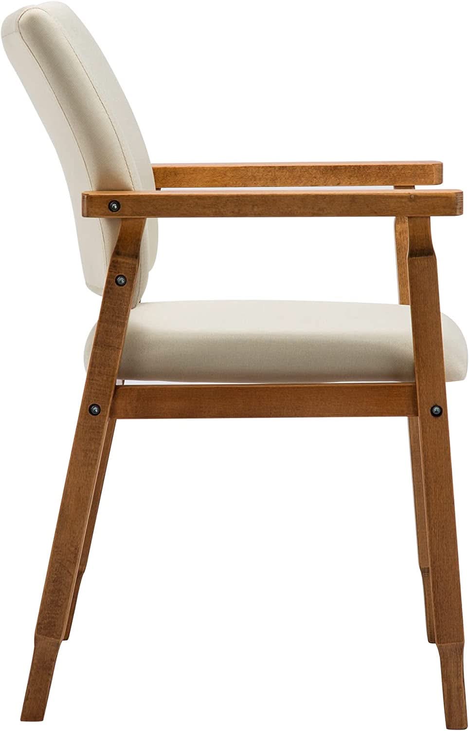 Mid Century Modern Walnut Dining Chairs With Beige Fabric