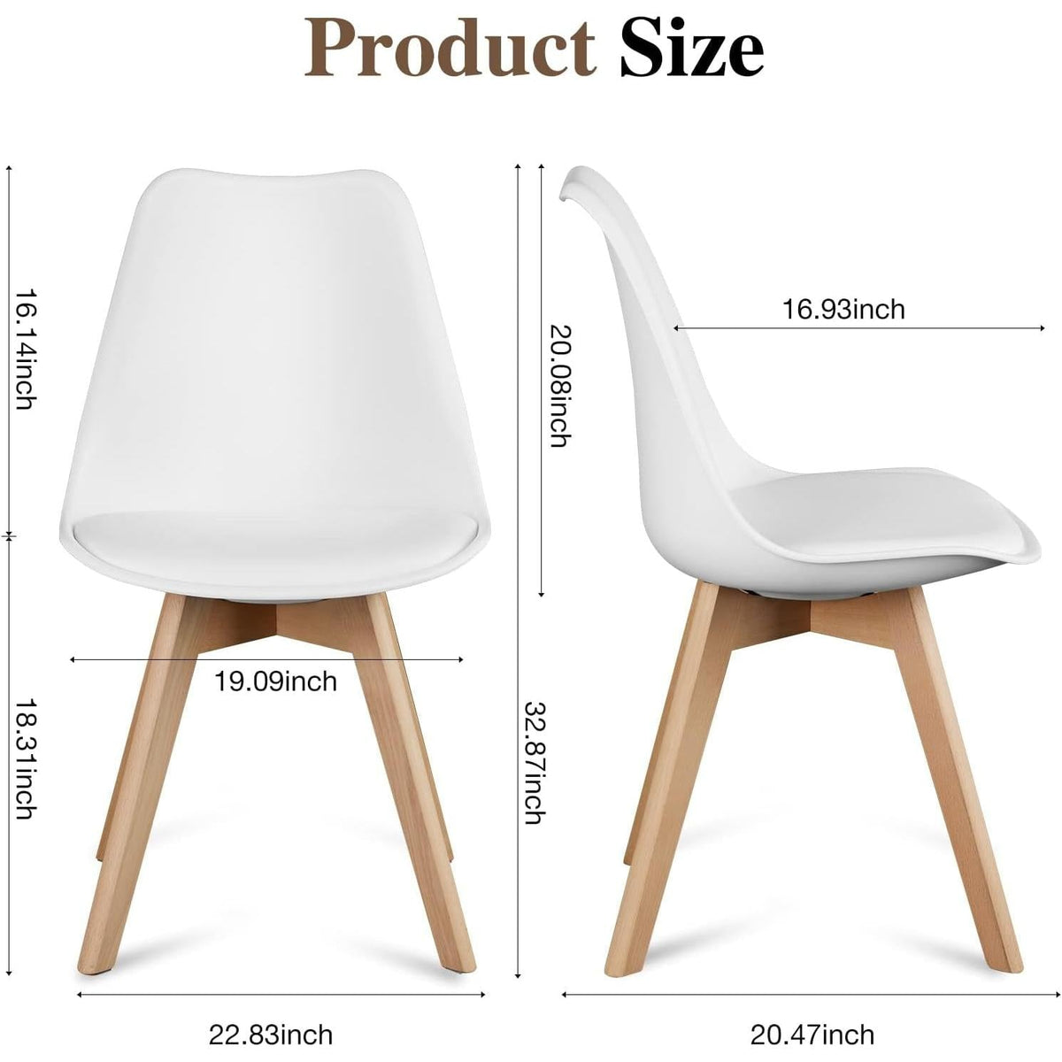 Mid Century Modern White PU Leather Dining Chairs Set Of 4